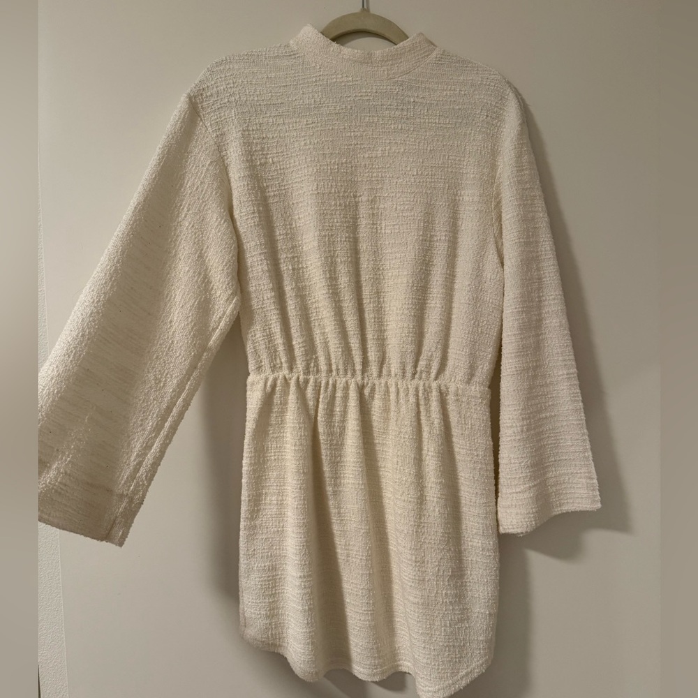 Anthropology Cream Textured Knit Sweater Dress